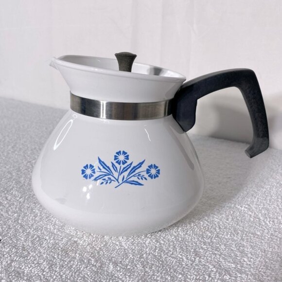 Vintage Corningware White Blue Cornflower 6 Cup Tea Pot